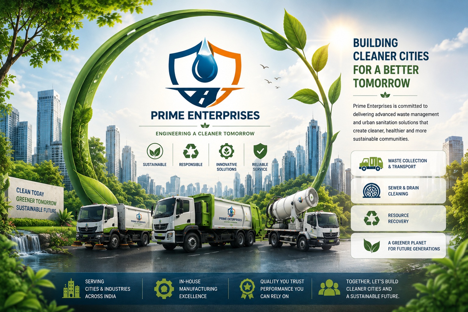 Prime Enterprises sanitation vehicle fleet — building cleaner cities